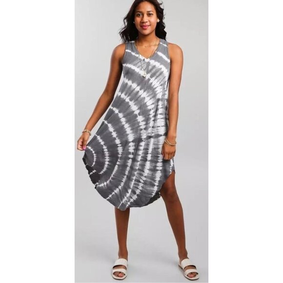 Z Supply Dresses & Skirts - Z SUPPLY REVERIE SPIRAL Grey Charcoal Tie Dye Midi Dress S
